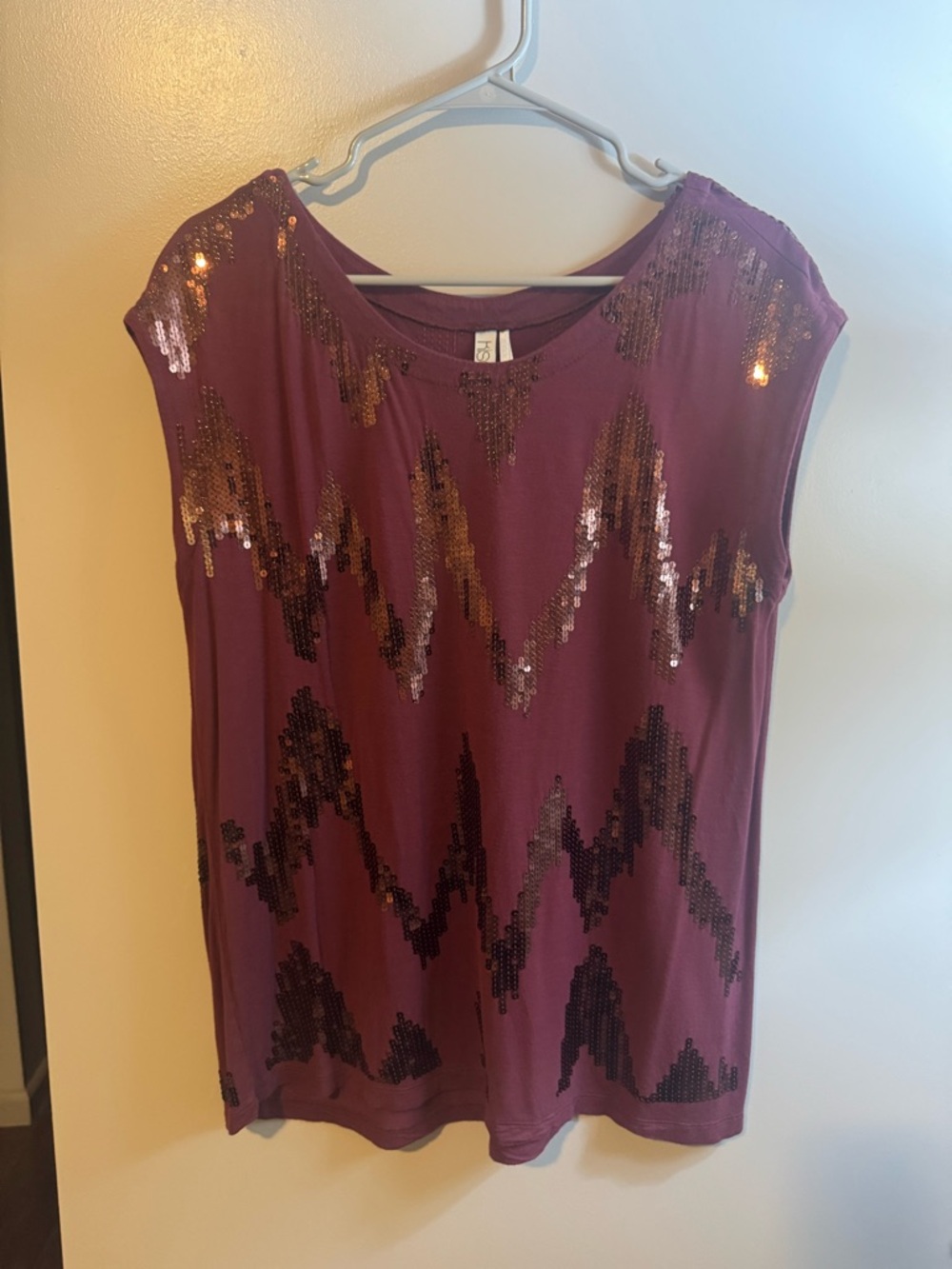 Kische Plum Sequin Chevron Tank Top